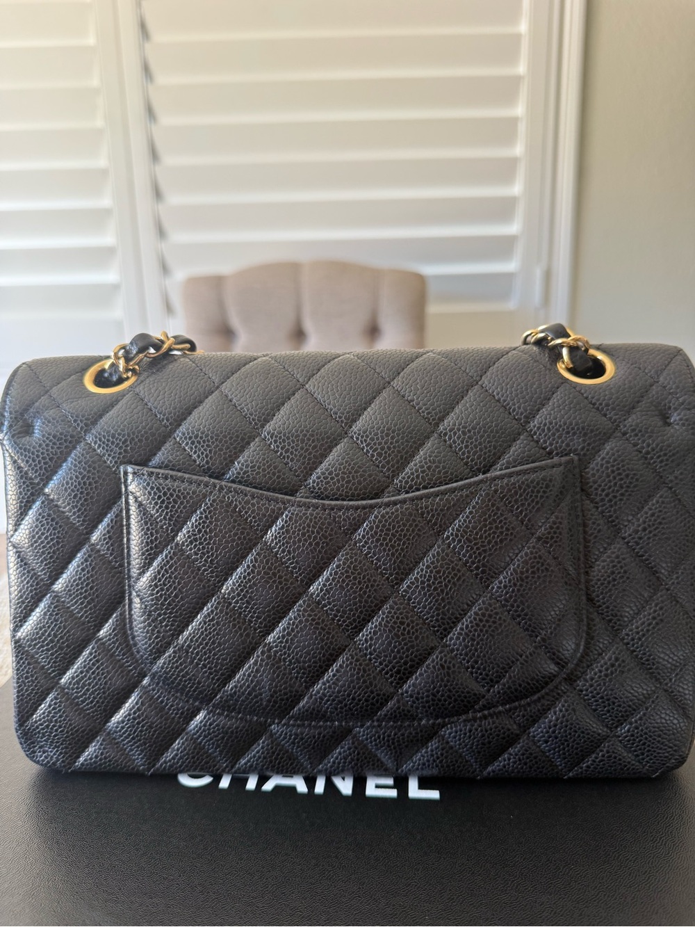 CHANEL Black Quilted Medium Caviar Shoulder Bag with Gold CC Hardware - Picture 7 of 14